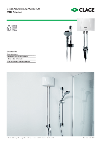 MBX Shower · Kleindurchlauferhitzer mit Duscharmatur · CLAGE.de